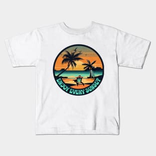 Vintage Enjoy Every Sunset Kids T-Shirt